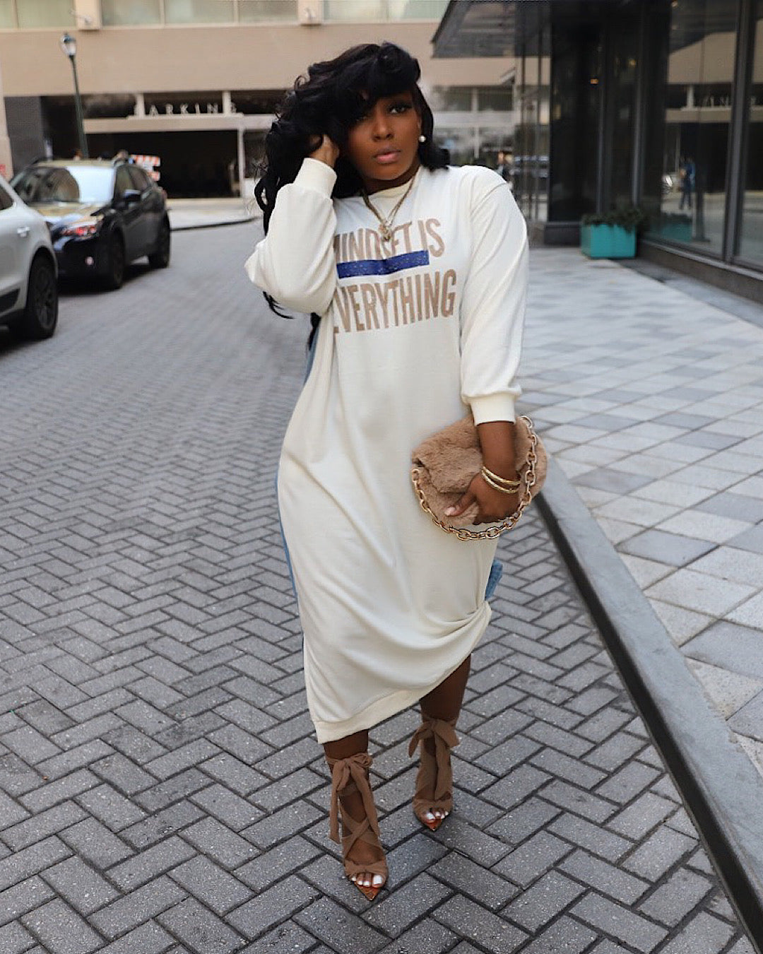 Today's outfit an oversized shirt and sneakers on sale dress