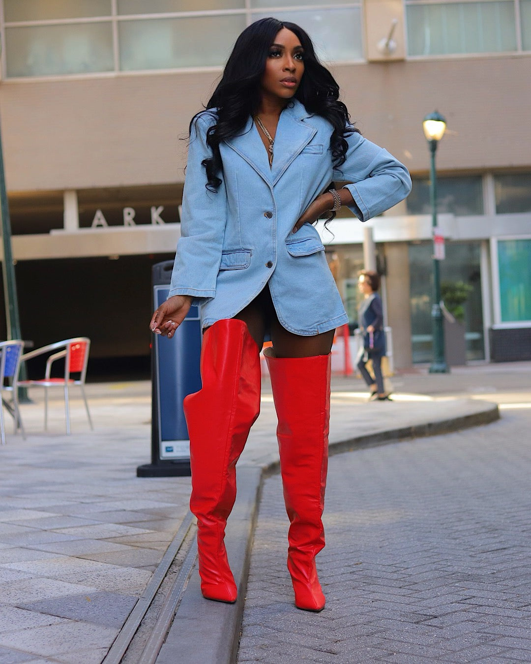 A denim blaze blazer