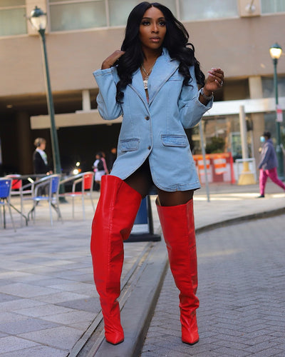 A denim blaze blazer