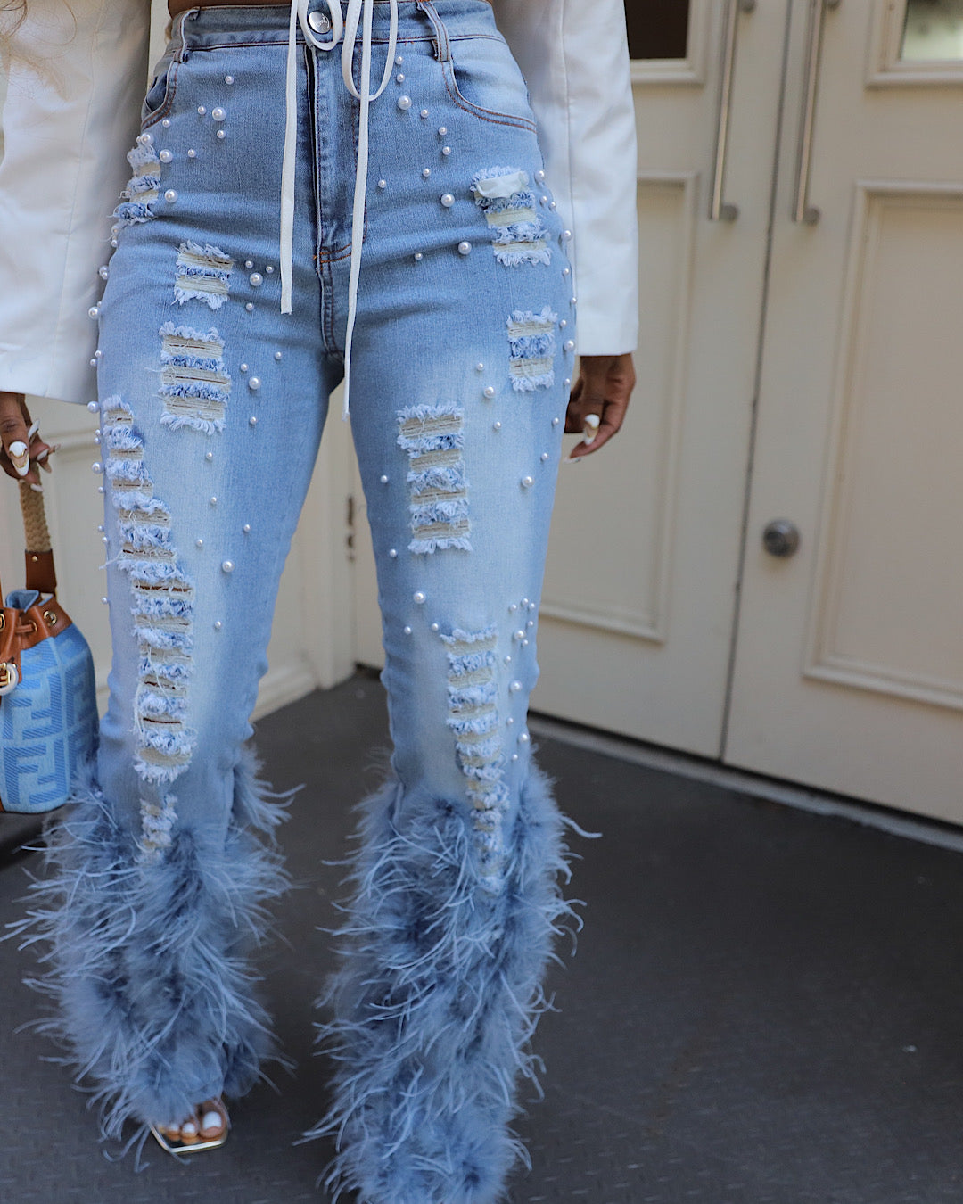 Avante Garde Feather Jeans